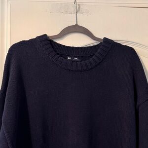 GAP NWOT Navy Crewneck Oversized Cotton Sweater Sz Large